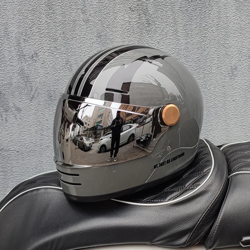 ORZ Retro full face motorcycle helmet - Classic design, suitable for both men and women, with safety protection certified by 806