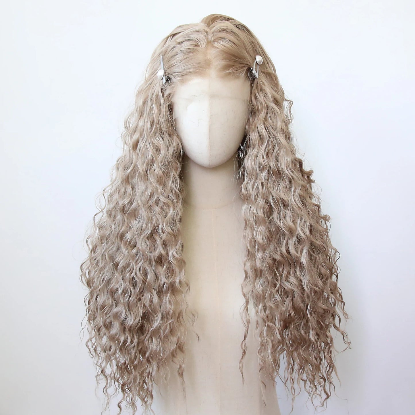 Black Romance Curly Synthetic Lace Front Wig Long Deep Curly Jet Black Lace Front Synthetic Wig Pre Plucked Natural Hairline