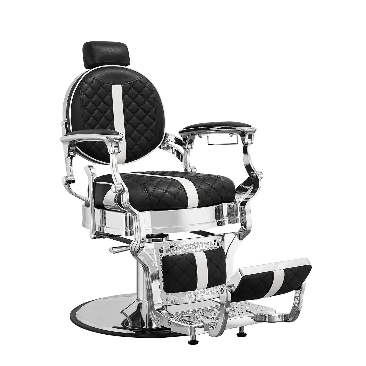 Reclining Barber Chair Heavy Duty Salon Chair Wide Seat Gold & Black for Barber Station with Footrest, Customized