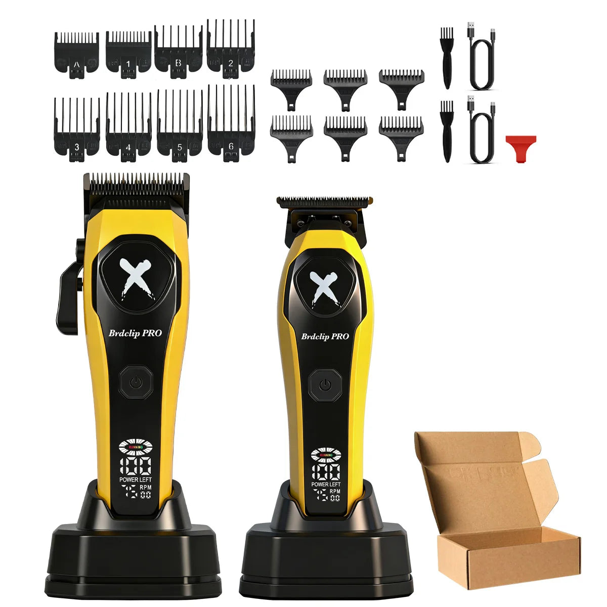 Professional BRDCLIP Barber Cordless Hair Clipper Kit DLC Ceramic Moving Blade Trimmer 75000RPM Grooming Tool Brushless Motor