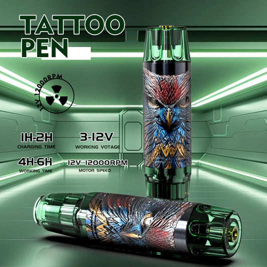 Wireless Tattoo Pen Kit, Wireless Tattoo Machine, Includes 10 Tattoo Needles and 2 Disposable Cap Tattoo Ink Cups, Tattoo Pen Machine Pen Holder, Transfer Paper and Other Tattoo Supplies, Suitable for Tattoo Beginners