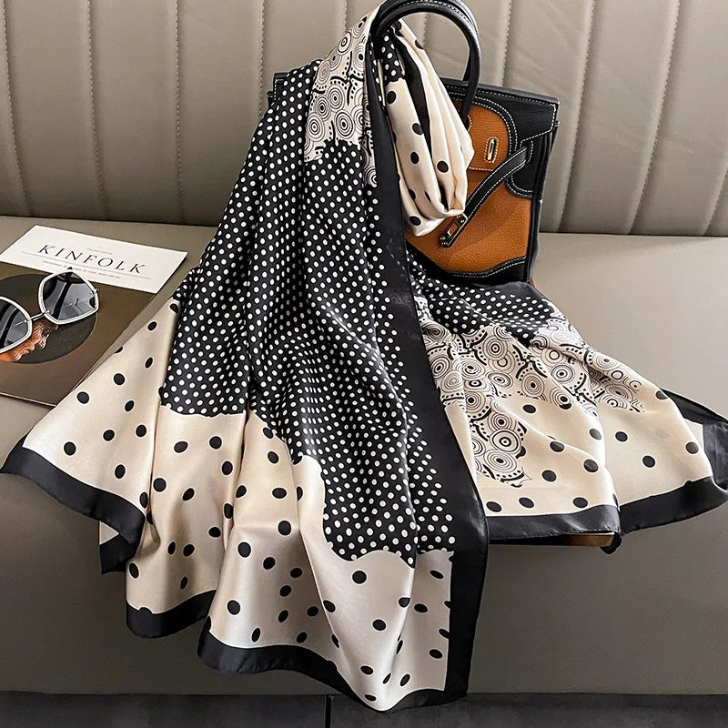Spring Scarf Women's Luxury Design Polyester Material Smooth Scarf Soft Shawl Beach