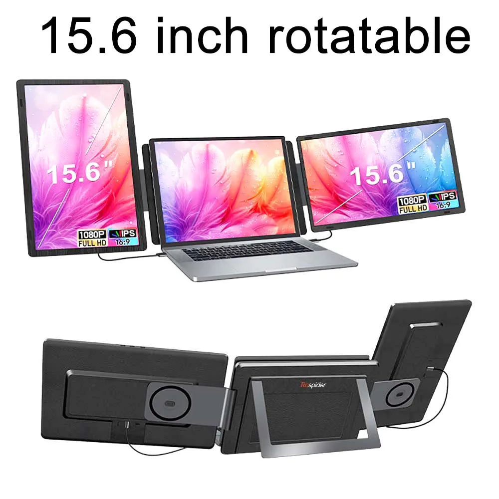 Rospider 14 to 16 Inch Dual Screen Extender Display FHD IPS Triple Expandable Monitor High Definition for Laptop Productivity