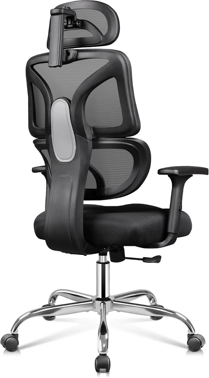 Ergonomic Mesh Office Desk Chair with Footrest, Comfrotable Big and Tall Reclining Computer Chair with Adjustable Lumbar