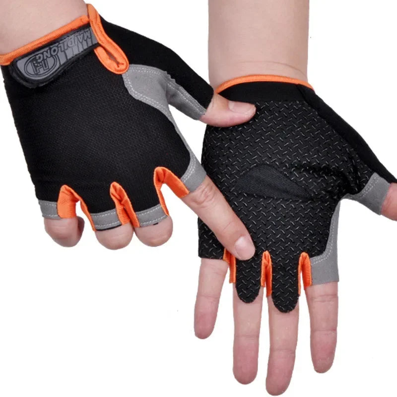 Men Women Gym Gloves Weightlifting Fitness Training Non Slip Palm Protector Breathable Fingerless Bike Bicycle Cycling Gloves