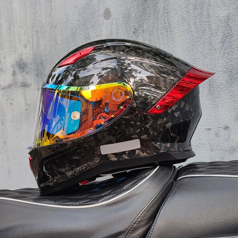 ORZ Carbon Fiber Motorcycle Helmet Four Seasons Full Face DOT Approved Unisex