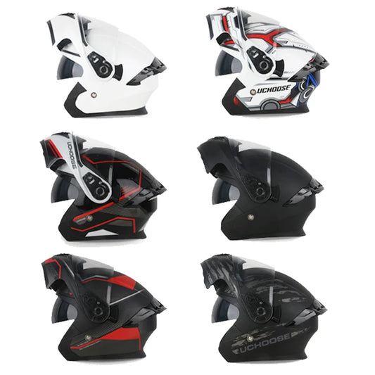 Uchoose DOT Approved Helmets Crash Motorbike Protective Gear Men Women Flip Up Helmet Motorcycle Double Sun Visor