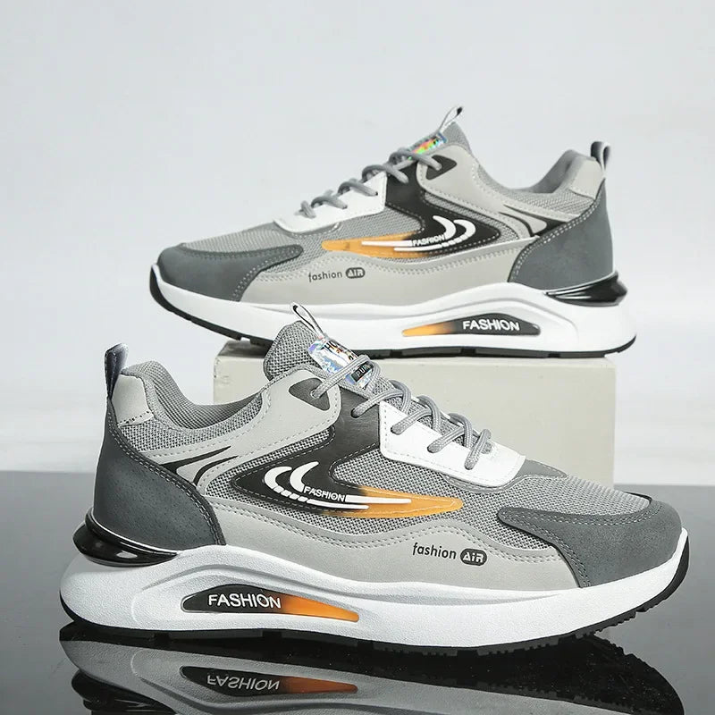 New Spring Autumn Men's Breathable Mesh Sports Shoes Korean Style Lightweight Casual Shoes Soft Bottom Running