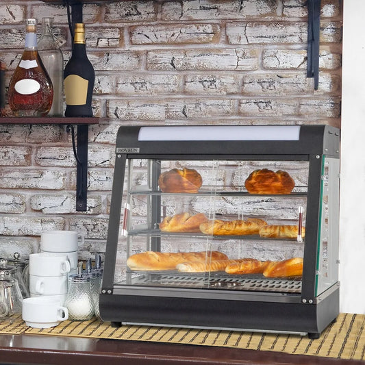 26" Pizza Warmer Commercial Food Warmer Display 3-Tier Electric Countertop 1200W
