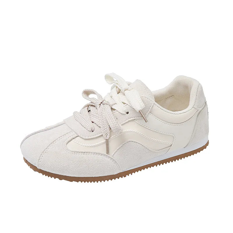 Women's Casual Shoes Suede Leather Training Shoes for Women 2026 Patchwork Retro Sneakers Ladies Casual Flat Heels Walking Shoes