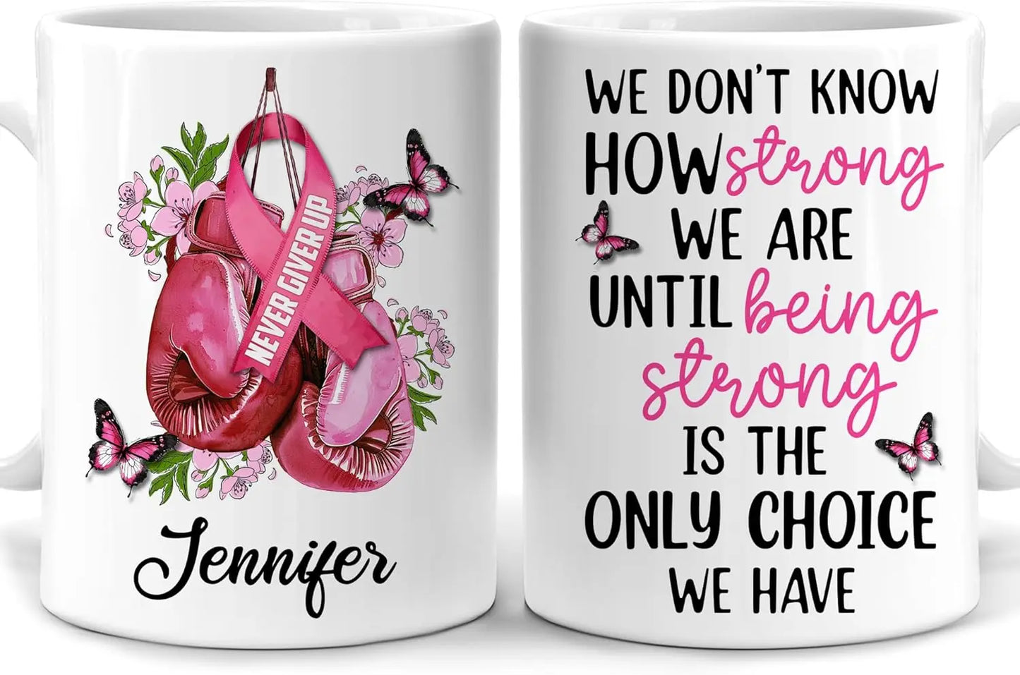 Personalized Breast Cancer Awareness Mug Gifts for Women - Birthday Christmas Gifts For Breast Cancer Warriors Survivors