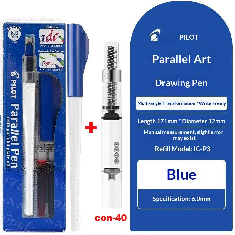 Original PILOT FP3-15-SS Parallel Pen Multi Sizes Flat Tip Calligraphy Fountain Pen Practice Gothic Italic Hand Lettering Suppli