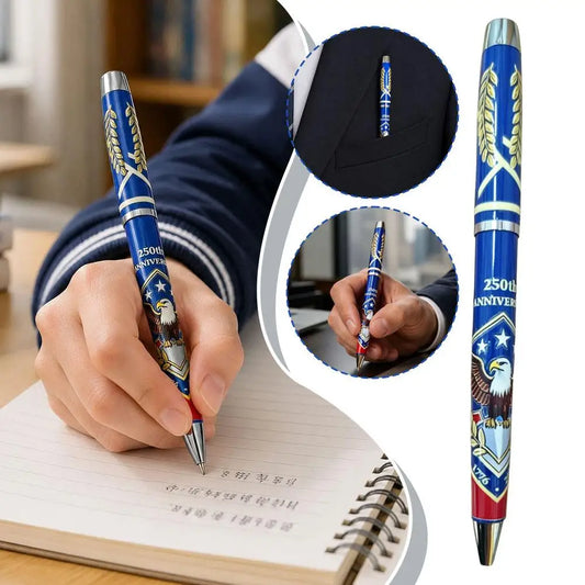250th U.S. Anniversary Ballpoint Pen 1776-2026 Patriotic Commemorative Metal Plastic Writing Pen Gift Boxed Souvenir Gift
