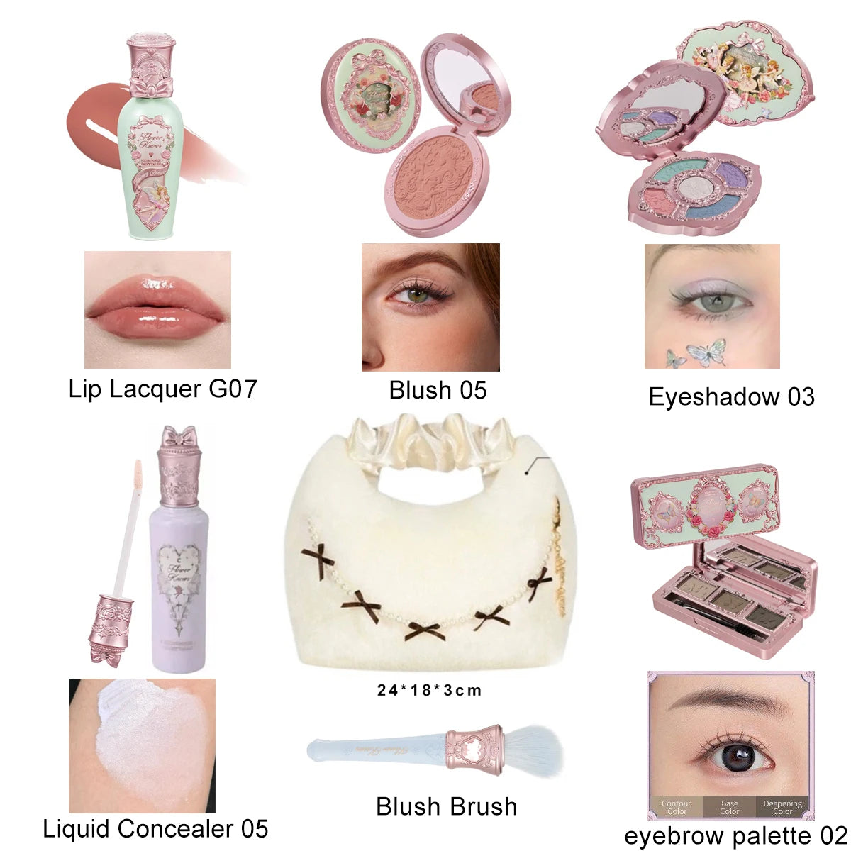 Flower Knows Midsummer Fairytale Makeup Set Velvet Blush Gloss Eyeshadow Long Lasting Cruelty Free Daily Wear Gift for Girls