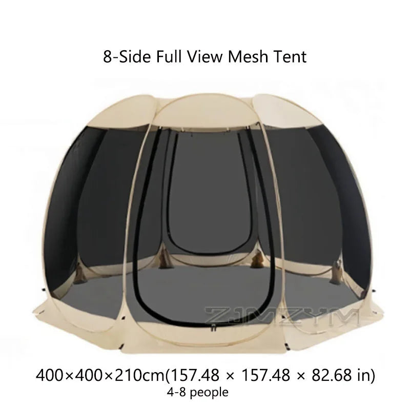 Pop Up Panoramic Mesh Tent Large Full View Mesh Tent for Backyard Patio Camping Picnic Beach Bug Proof High Ventilation