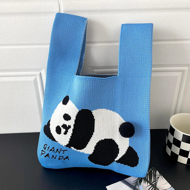 Women Handmade Knitted Small Handbag, Casual Wrist Bag, Student Reusable Shopper Mini Tote Bag, Suitable for Daily Use Outdoor