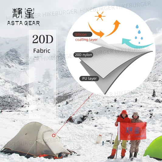 ASTA GEAR Yunque 10D Ultralight 1P Tent Outdoor Camping Fish Spine Waterproof Windproof Silicon Coating Trekking Tent