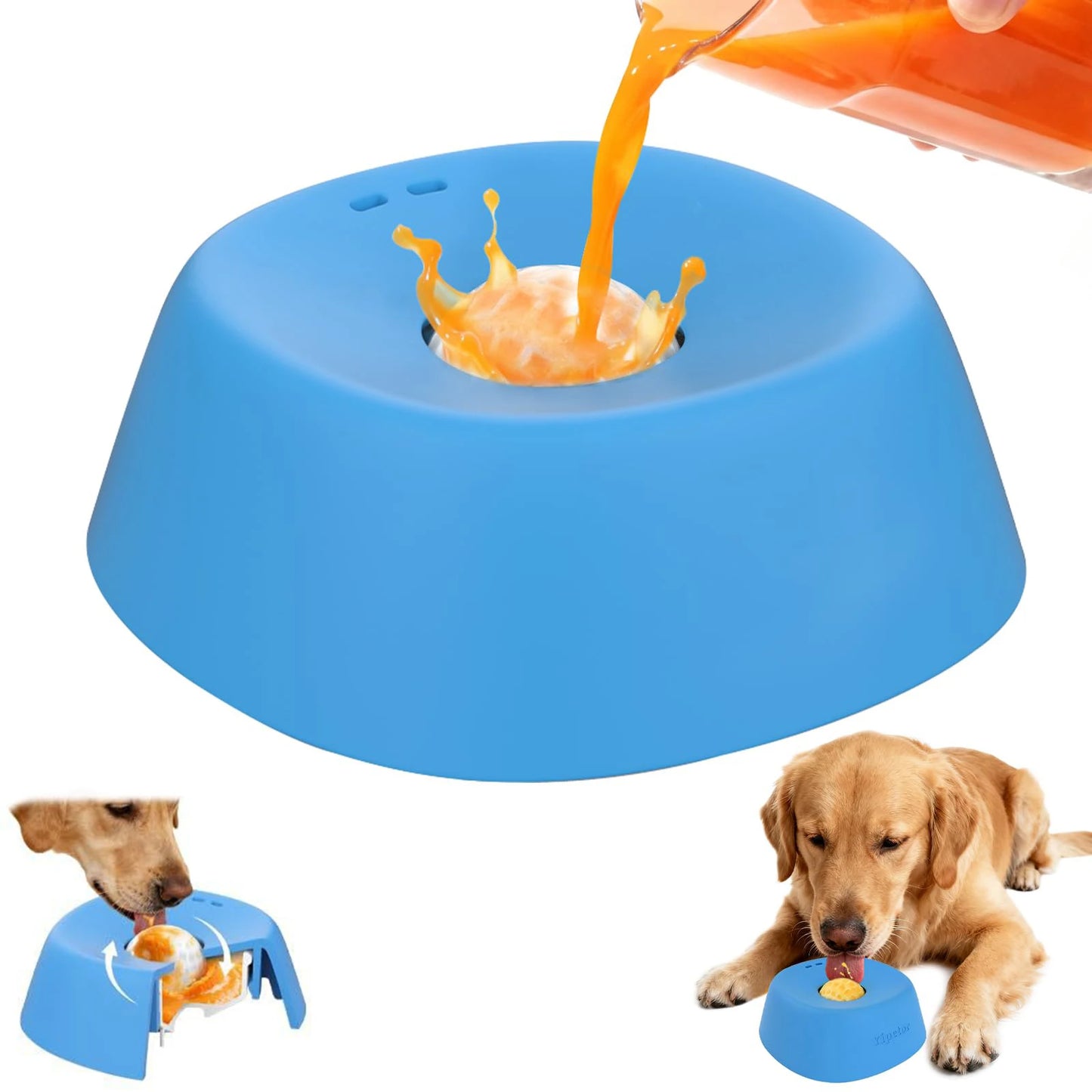 Dog Liquid Lick Bowl with Slow Feeder Design with Silicone Anti Slip Bowl Detachable Easy Cleaning for Wet Food and Bone Broth