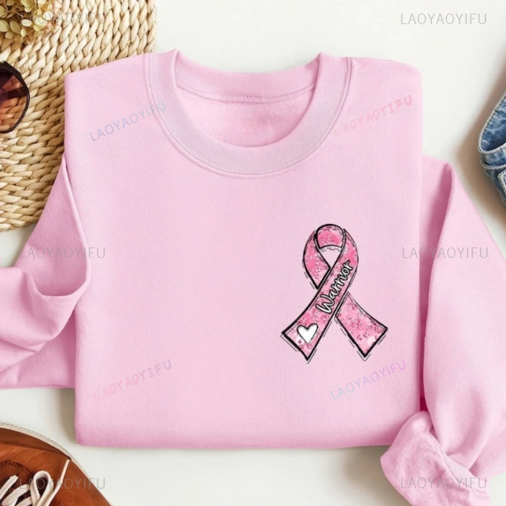 Breast Cancer Warrior Sweatshirt in October We Wear Pink Crewneck Hope Pink Ribbon Sweater Cancer Survivor Women Gift Clothing