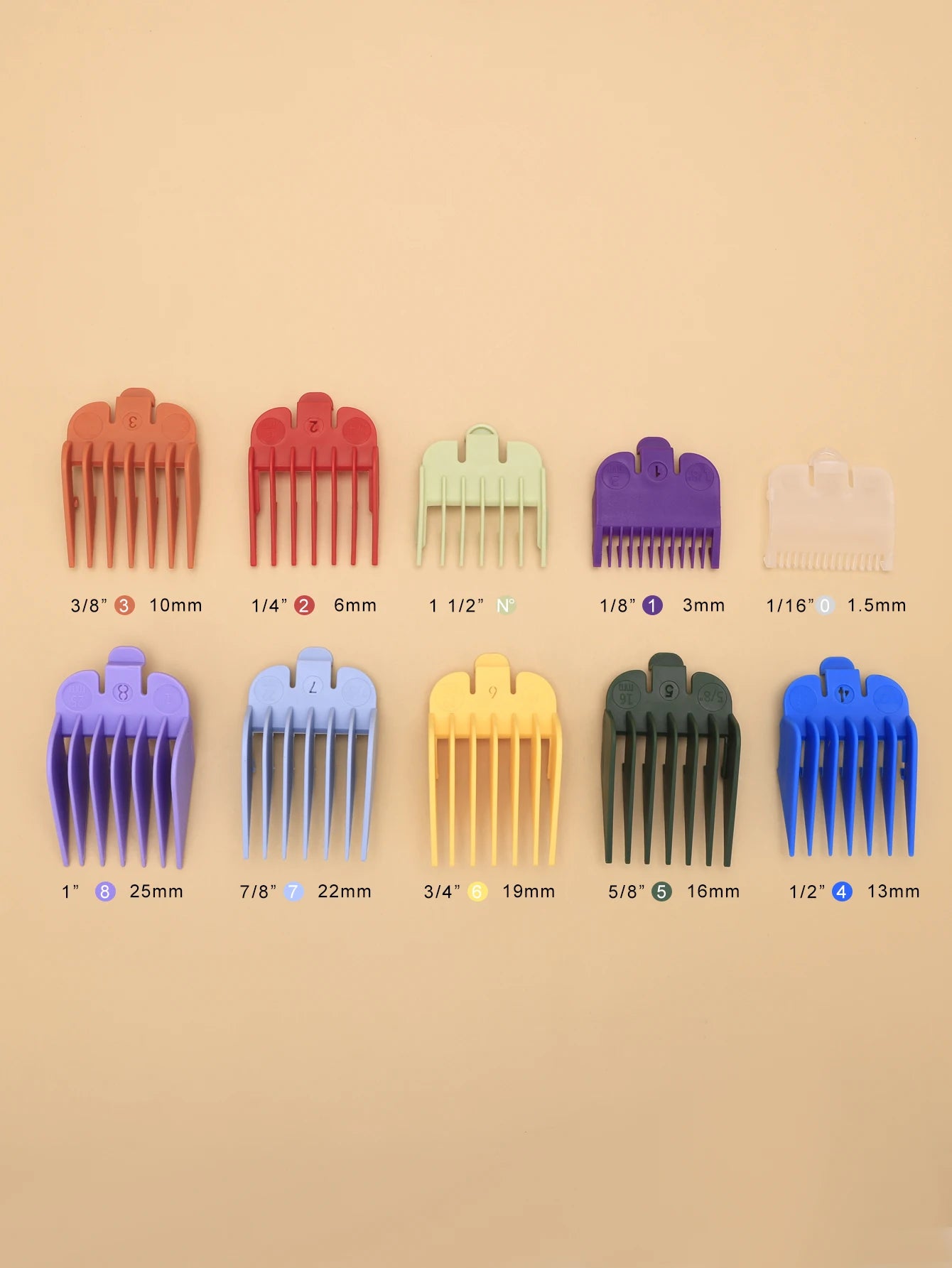 10PCS 1.5mm-25mm Hair Clipper Limit Comb Guide Attachment Set with Storage Tray Hair Clipper Shaver Haircut Accessories