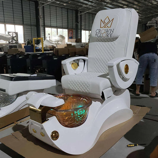 White Luxury Foot Massage Chair With 4 Sets of Simulation Massage Sofa 180 Degrees Spa Manicure Pedicure Chair