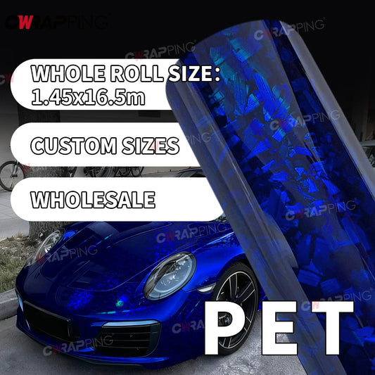 145cmx200cm Laser Carbon Fiber Wrap Self-adhesive Film Door Roof Hood Blue Vinyl Paper for Car Accessory Car Wrapping Stickers