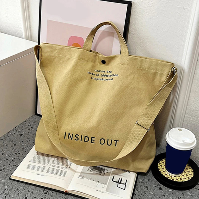 High Quality Canvas Men and Women Simple Cross-body Bag Wash Canvas Thick Handbag Large Capacity Arts Students Package Satchel