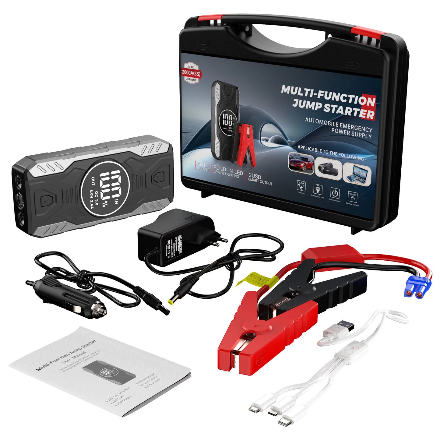 Auto Battery Emerge Car Battery Starter 39800mAh Portable Car Jump Starter Starting Device Petrol Diesel Car Emergency Booster