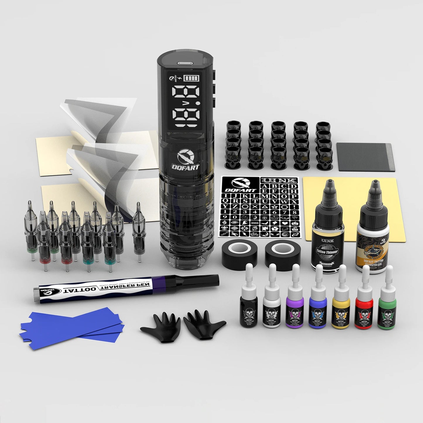 DQFART Tattoo kit Wireless Tattoo Machine 1600mAh Tattoo Needle Tattoo Ink Accessories For Tattoo Artist Beginne Tattoo Supplies