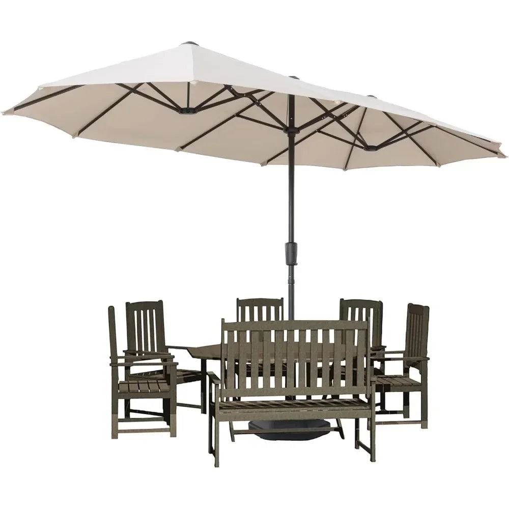 # l 13 foot large terrace umbrella, outdoor double-sided rectangular market umbrella with 12 ribs for UV protection, with a cran