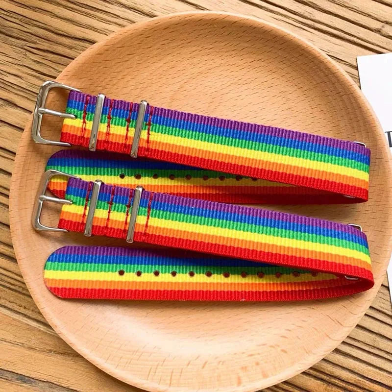 2/5pcs Pride Rainbow Strap Bracelets for Man Woman Adjustable Nylon Watch Band Charm Wristband Trendy LGBT Frienship Jewelry