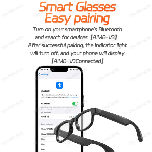 AI Smart Glasses Anti Blue Light Bluetooth 5.3 Wireless Call Music Playback Voice Assistant Amart Glasses Waterproof Sunglasses