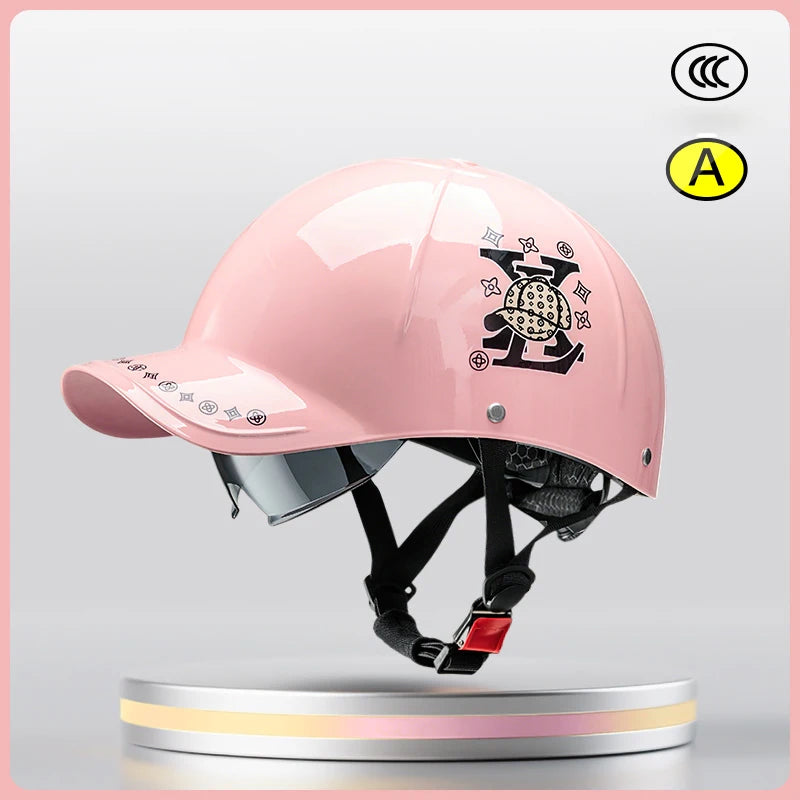 New Cafe Racer Chopper Scooter Safety Hard Hat Half Face Vintage Summer Cap Motorcycle Half Helmet Baseball Cap Style