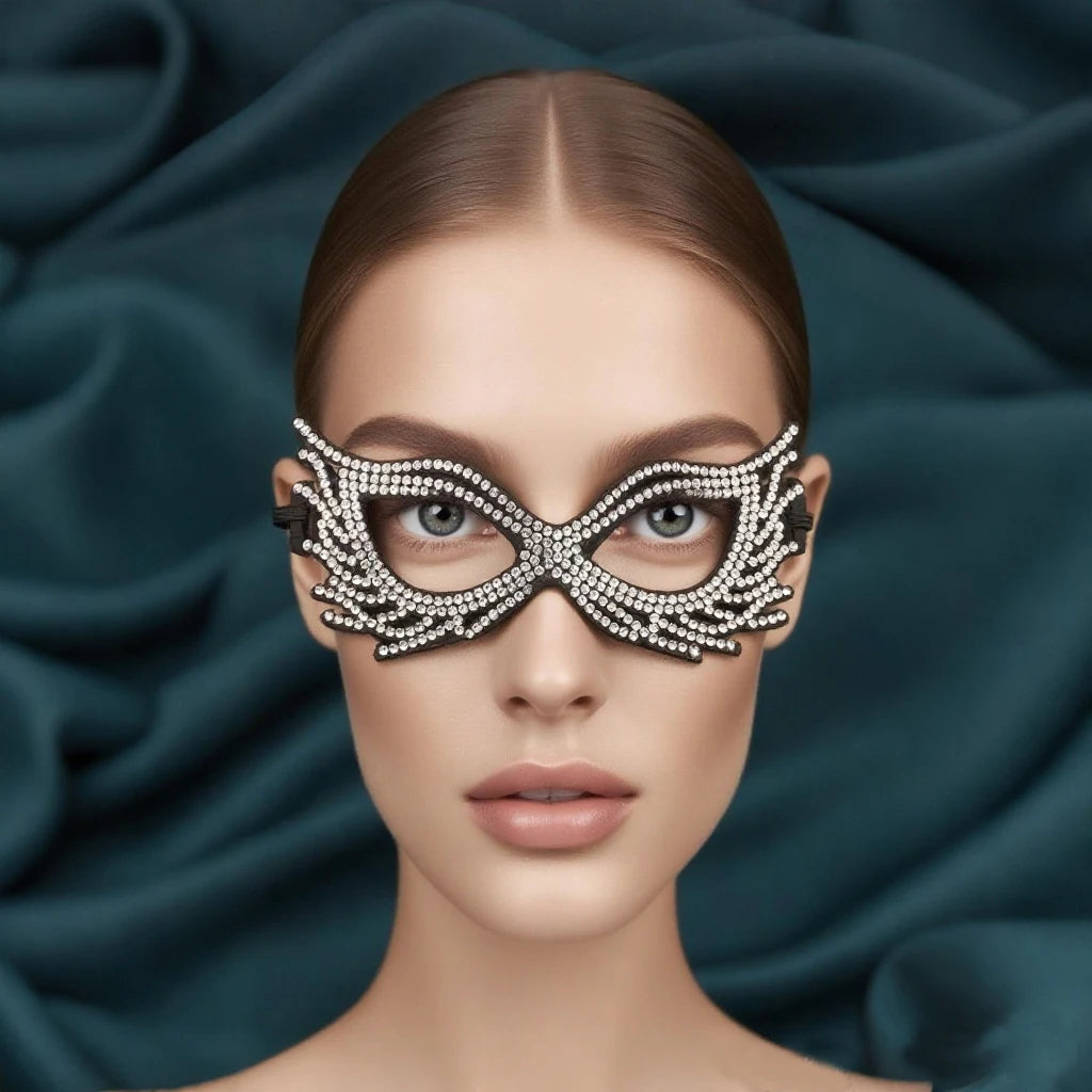 Halloween dance half face mask with holiday party new party accessories with rhinestones