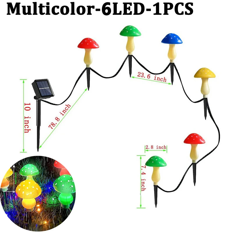 Solar Mushroom Light Garden Outdoor Decor 8 Modes Waterproof Mushroom Lamp Pathway Landscape Yard Easter Halloween Xmas Sunlight