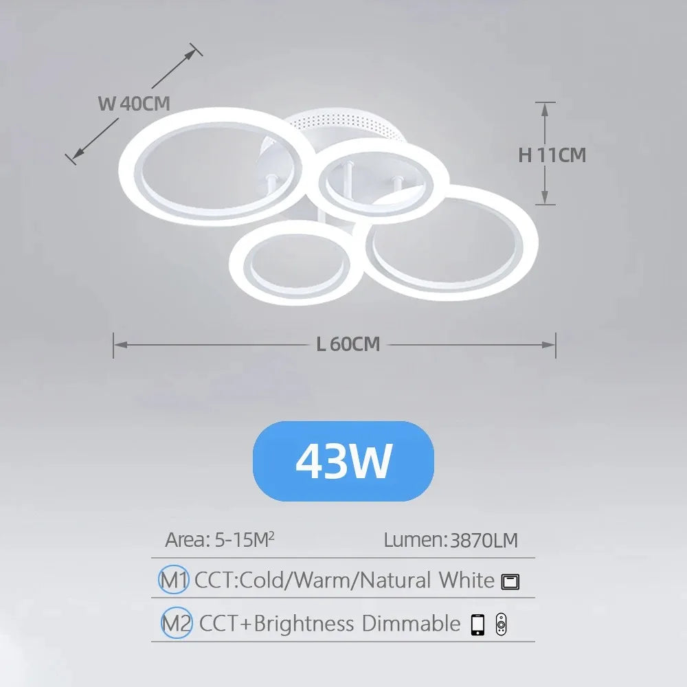 Modern LED Chandelier Home Lighting Ring Ceiling Mount Chandelier Living Room Bedroom Lighting lustre Ceiling pendant lamp