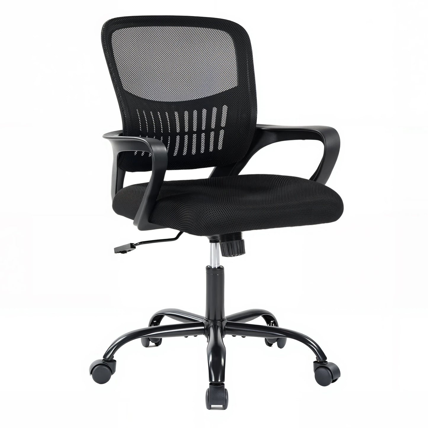 MCQ Fixed Armrest Office Desk Chair Ergonomic Mid Back with Lumbar Support Height Adjustable 360° Swivel Computer Gaming Chair