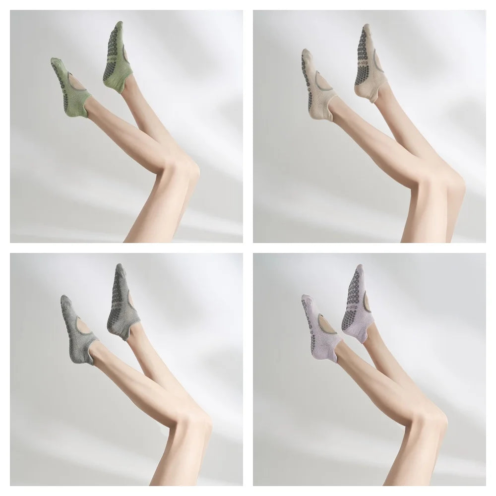 2/6 Pairs Women's Short Open Instep Yoga Socks Indoor Non-slip Floor Socks Adult Pilates Sports Socks