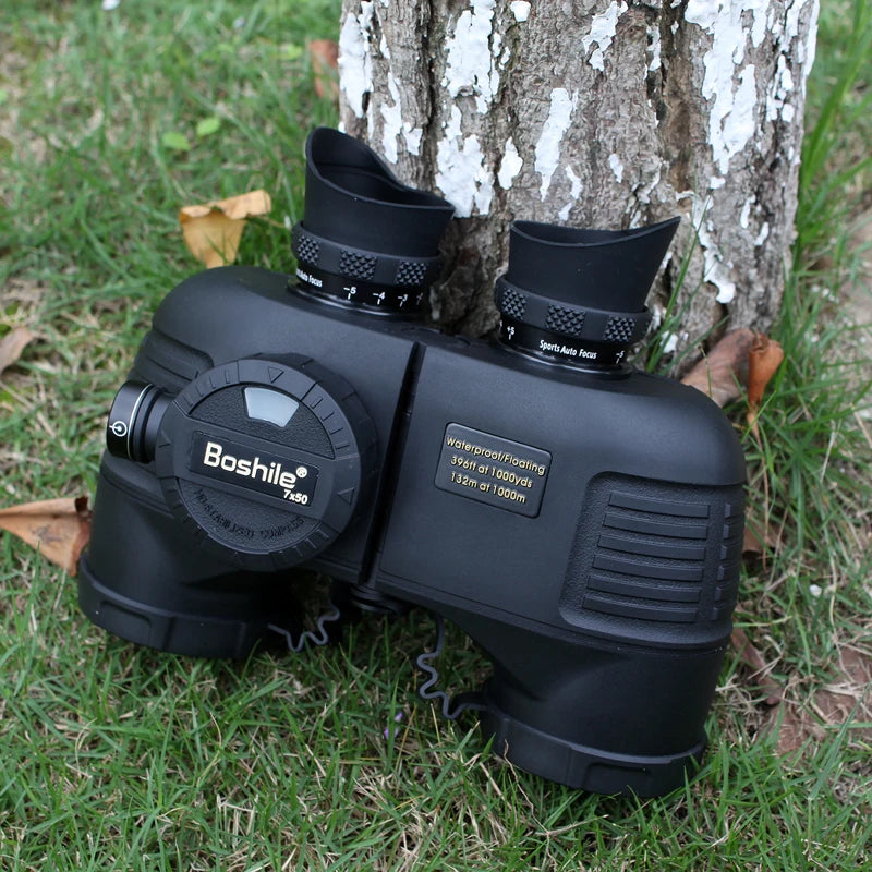 Profissional Telescope Boshile 7x50 Compass Binoculars Waterproof Floating HD Bak4 Powerful Nitrogen NavigatioHiking Hunting