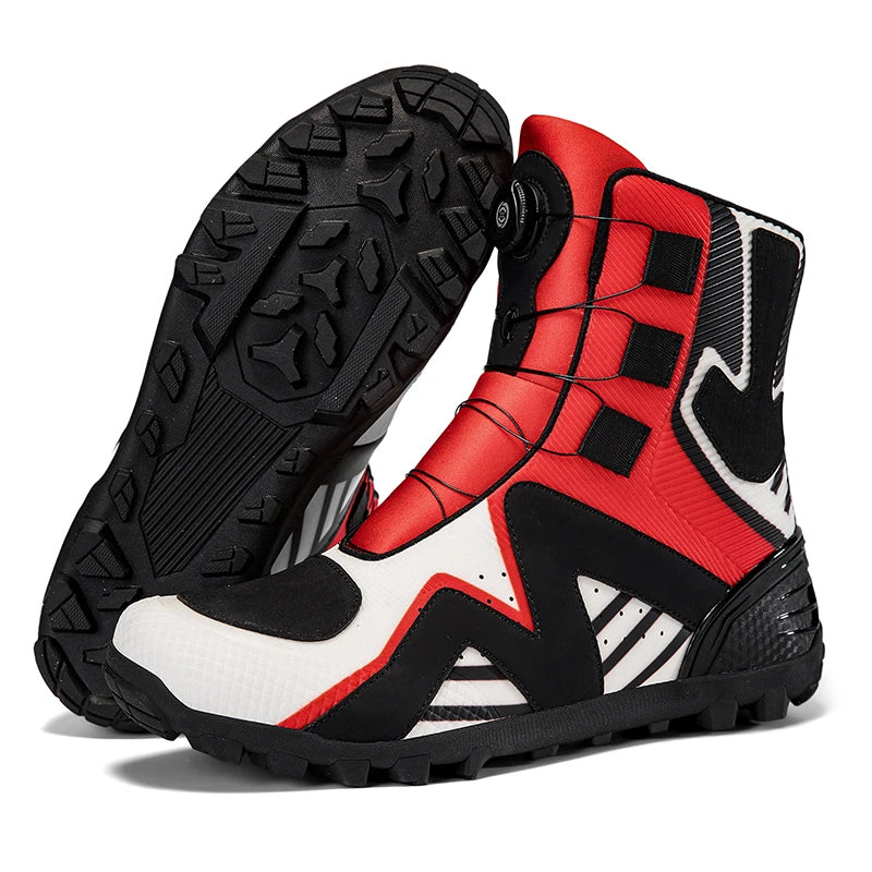 Motorcycle protective riding boots men four season fashion high top anti slip wear-resistant comfortable off-road cycling boots