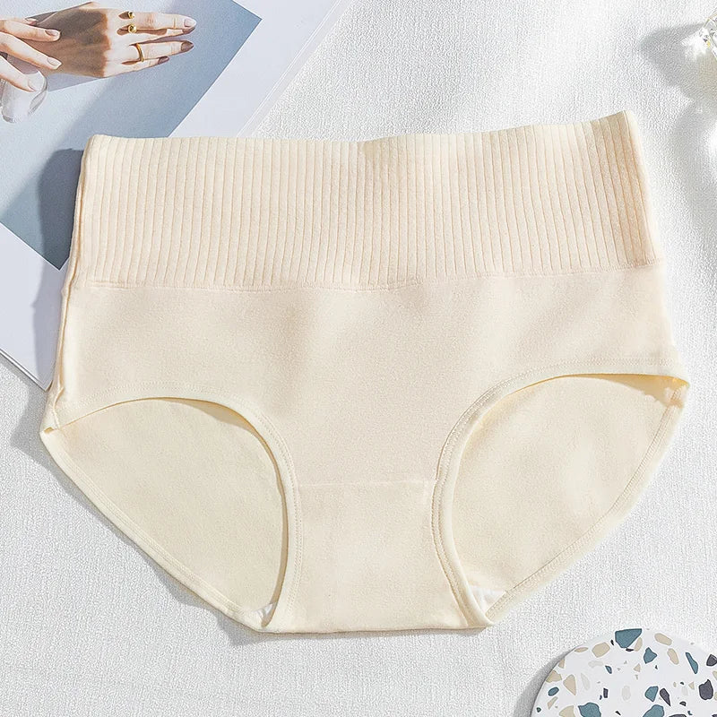 Cotton Women's Panties Elastic Soft Large Size XXL Solid color Ladies Underwear Breathable Sexy High Waist Tummy control Briefs
