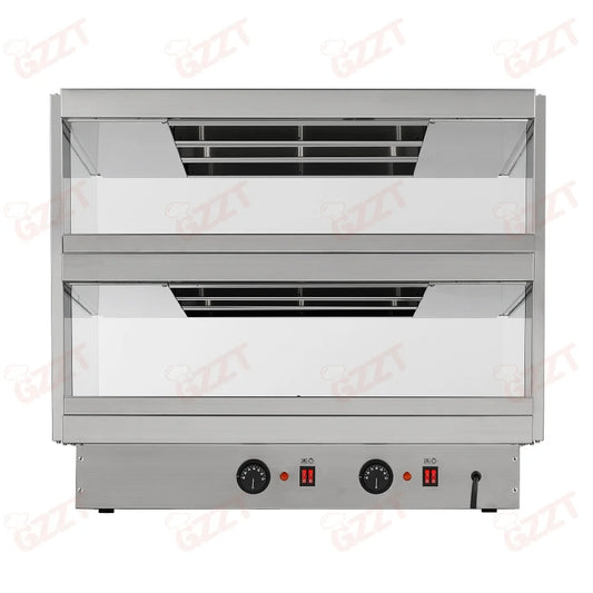Stainless Steel Electric Commercial 2 Tier Dry Heating Fried Food Hamburger Pizza Warmer Showcase Dry Food Warmer Display