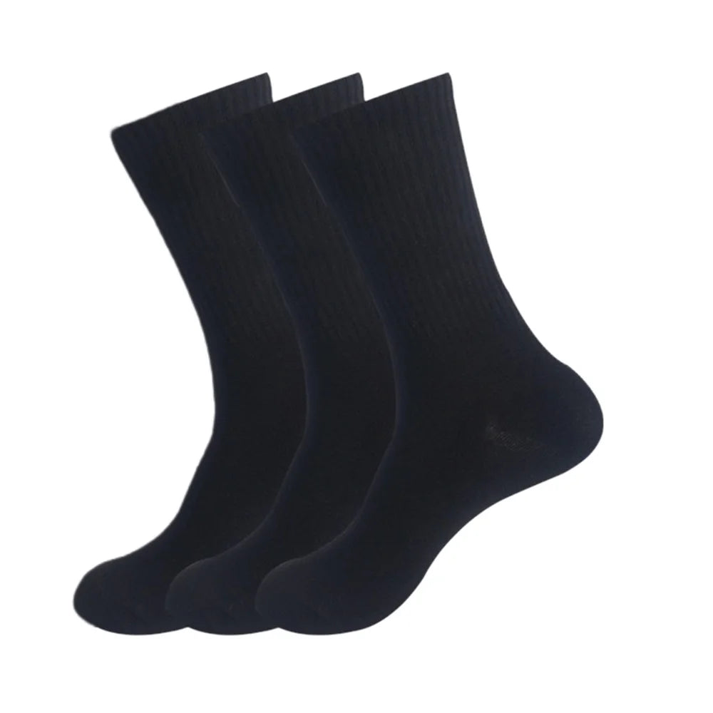 3/6Pairs of Plain Black and White Socks, Simple and Comfortable Mid-Calf Socks, Suitable for Autumn and Winter, Men's Socks