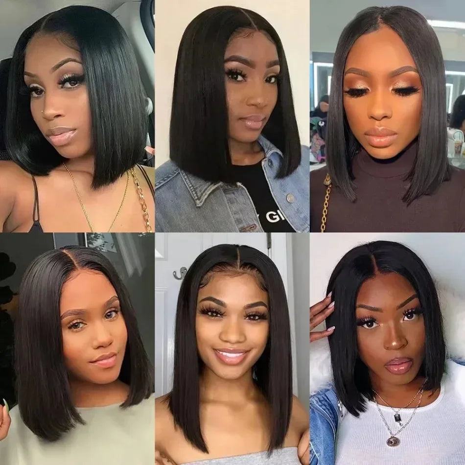 2026 Ready To Wear Glueless Bob Straight Wig Human Hair Wigs Short Bob No HD Lace Frontal Wig Closure Black Wigs For Women