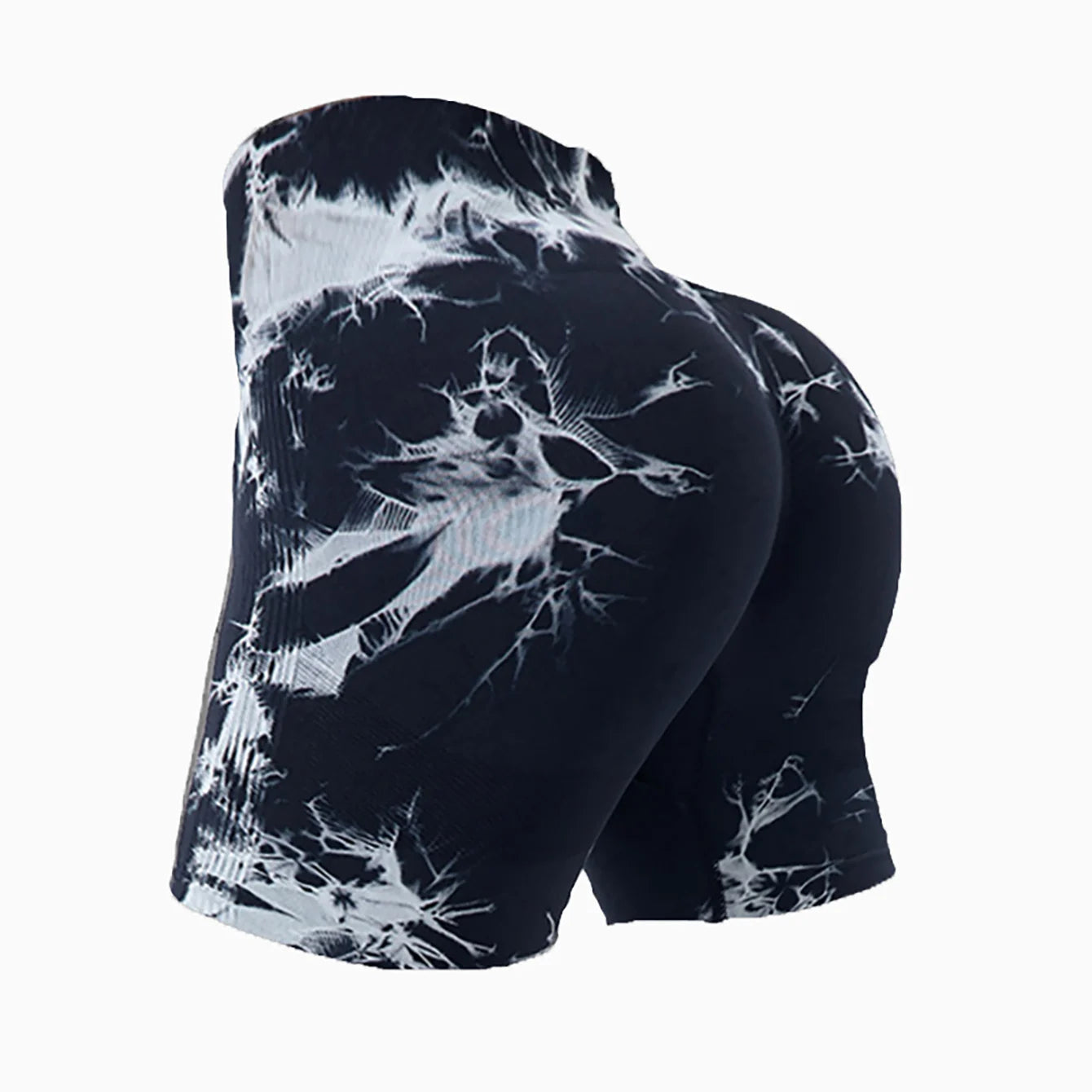 CZGUKE 3-PCS Women's Tie-Dye Yoga Fitness Shorts with Hip-Lifting Belt High-Waisted Seamless Cycling Pants Sports Shorts