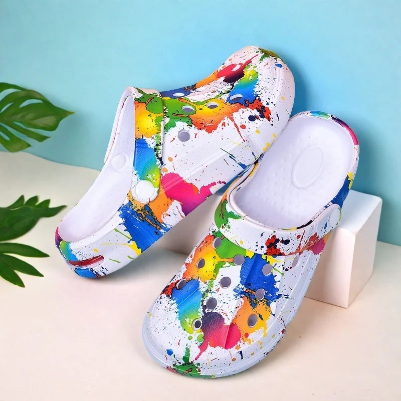 Ladies Casual Lightweight Couples Themed Sandals Anti-slip Thick Outdoor Garden Beach Daily Slip-On Shoes