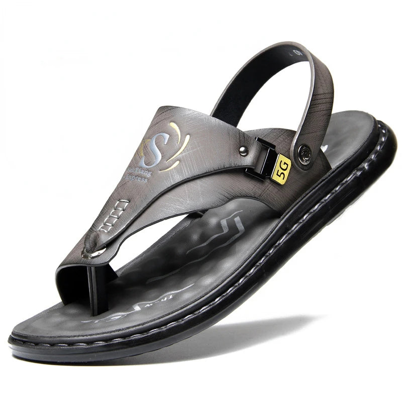 Sandals for Men High Quality Cow Leather Sandals Outdoor Casual Sport Sandals Anti Slip Beach Slippers for Men Summer Slippers