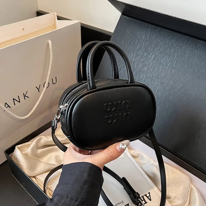 Women's Fashion Bowling Tote Handbags And Purses Retro Shoulder Crossbody Bags Quality Leather Ladies Messenger Bag Mini Purse