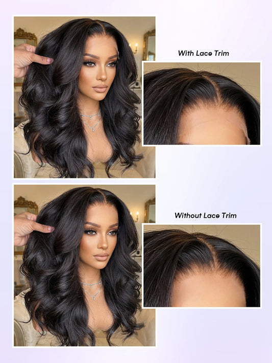 Lace Front Wig Blended Human Hair Synthetic Mix Natural Black Long Hairpieces For Black Women Beginner Friendly Daily Wear