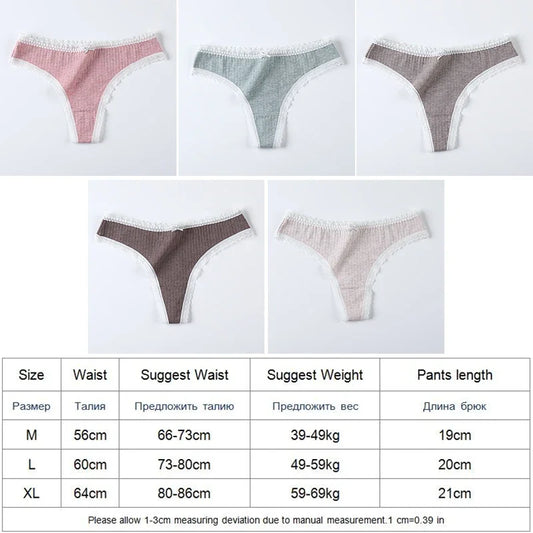 3 Pcs/Set Women Panties G-String Underwear Fashion Thong Sexy Cotton Panties Ladies G-string Soft Lingerie Solid Low Rise Panty
